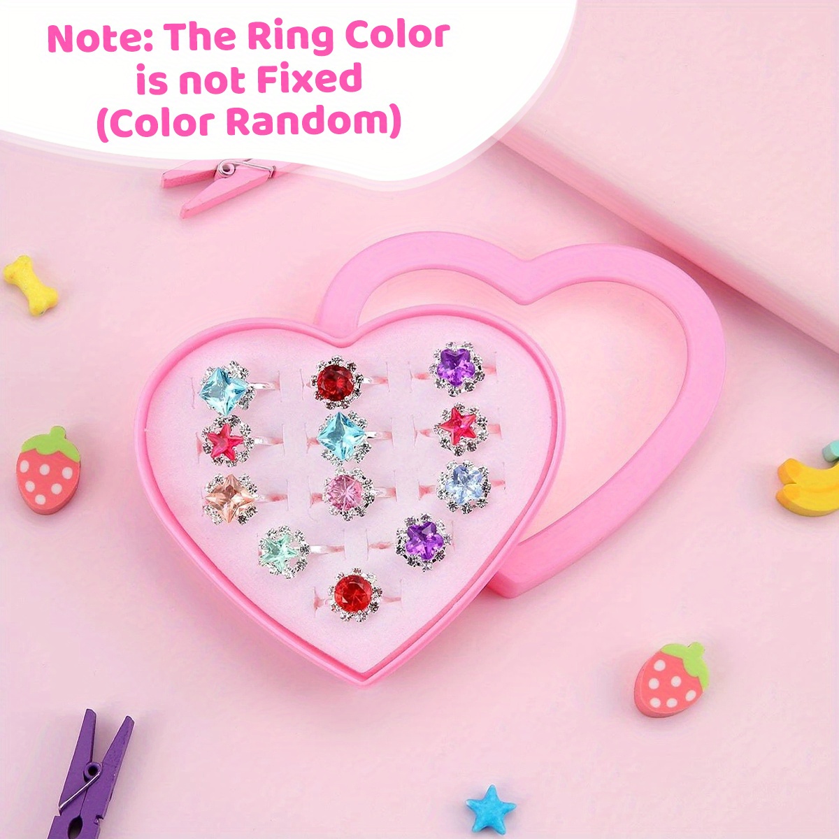 36Pcs/Set Cute Cartoon Rings Little Girls Jewelry Kids Birthday Gifts- with  Box