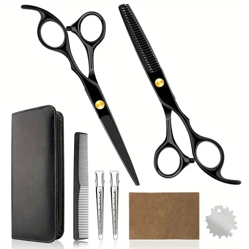 professional household hair cutting kit haircutting scissors barber salon home thinning shears kit with comb and case for men and women details 0