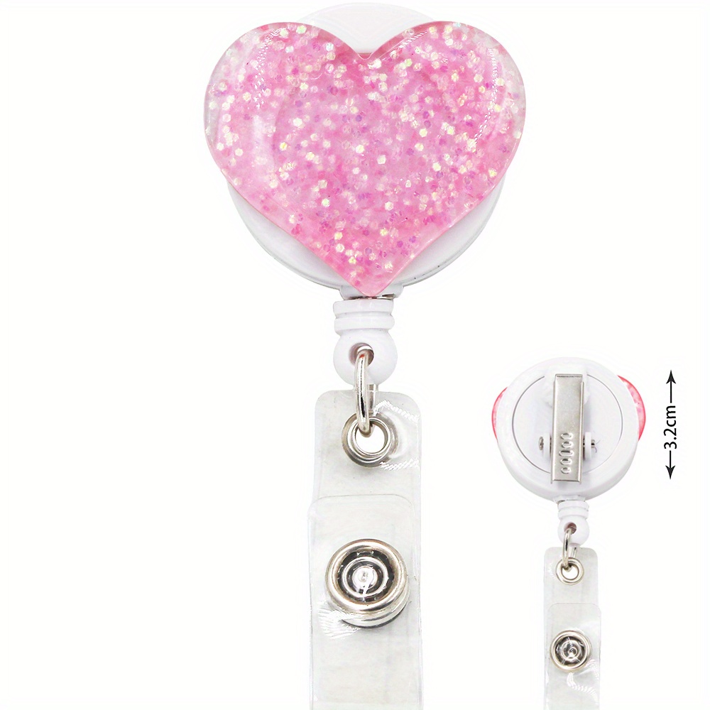 Retractable Heart Shaped Badge Reel with Alligator Clip for Nurses