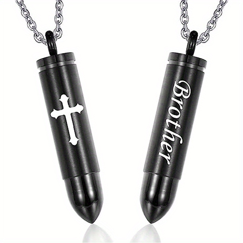 Cross Bullet Pendant Necklace Stainless Steel Ashes Urn Keepsake