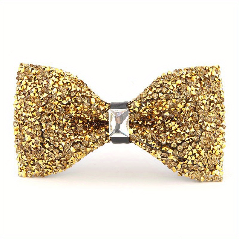 Men's Rhinestone Korean Style Banquet Dress Wedding Bow Tie With Inlay, Single Men's Bow Tie