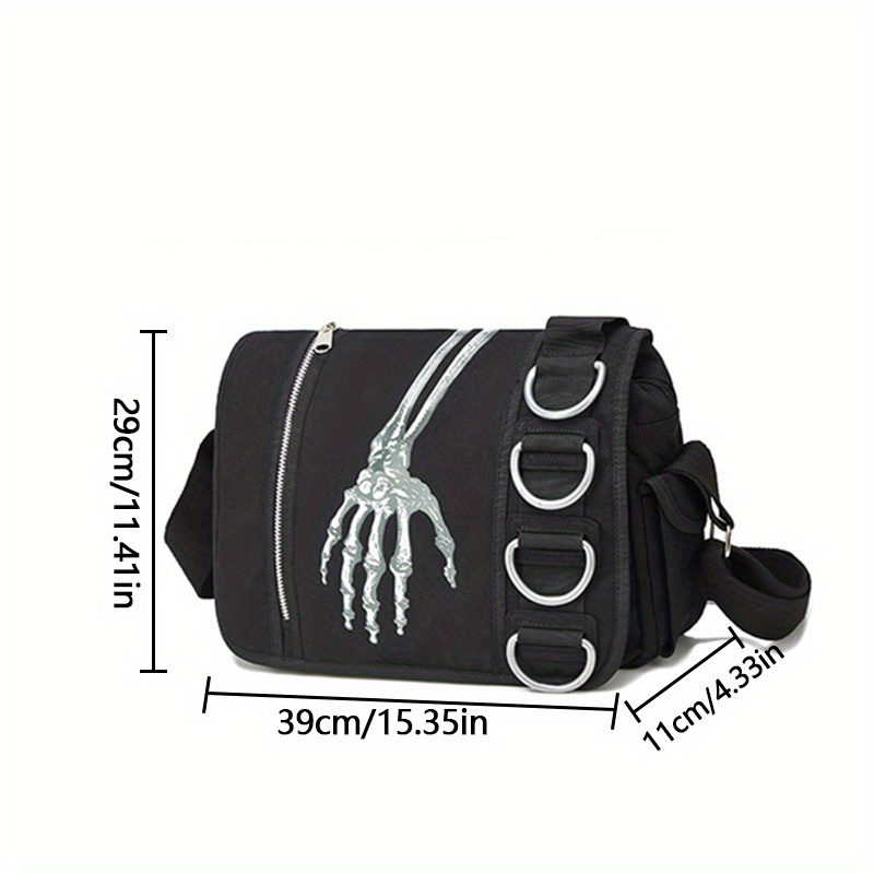 Niche Skull Pattern Messenger Bag, Flap Shoulder Bag For Halloween, Trendy Gothic  Bag - Temu