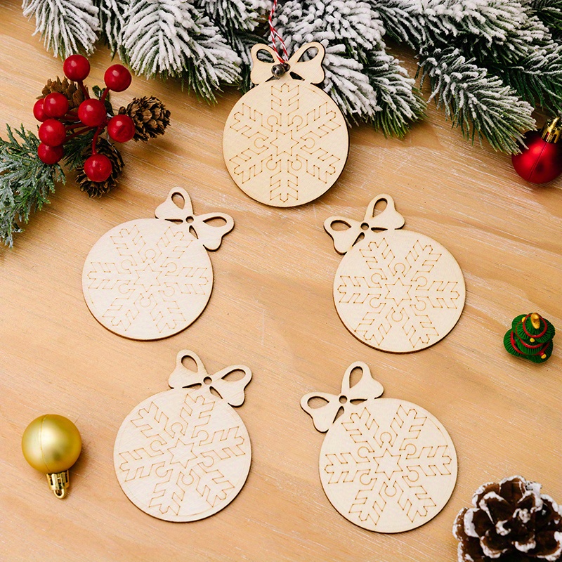 Diy Wooden Christmas Ornaments To Paint Holiday Hanging - Temu