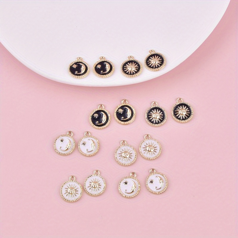 Image of 16pcs Celestial Alloy Charms - Golden-tone Making Supplies For Earrings, Necklaces, Bracelets - Whimsical Starry Sky Craft Accessories, Charm Design, , Goldtone Metal, Intricate