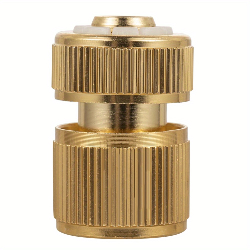 Image of 1/2" Brass Hose Connector Hose End Quick Connect Fitting Garden Watering Water Tap Pipe Adaptor For Gardening Home Watering, Washing