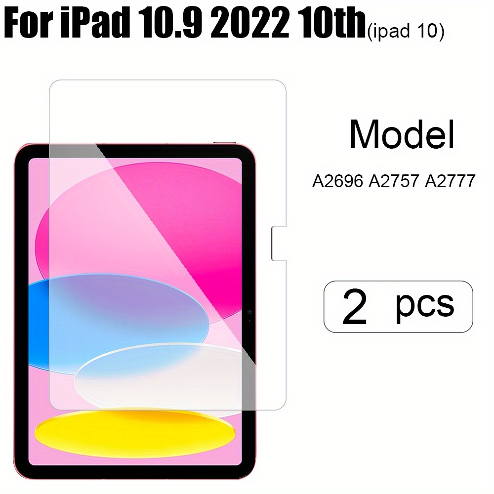 Paquete de 2 protectores de pantalla para iPad 10.9 10ª generación 2022  A2696/A2757/A2777, protector de película de vidrio templado para iPad 10.9