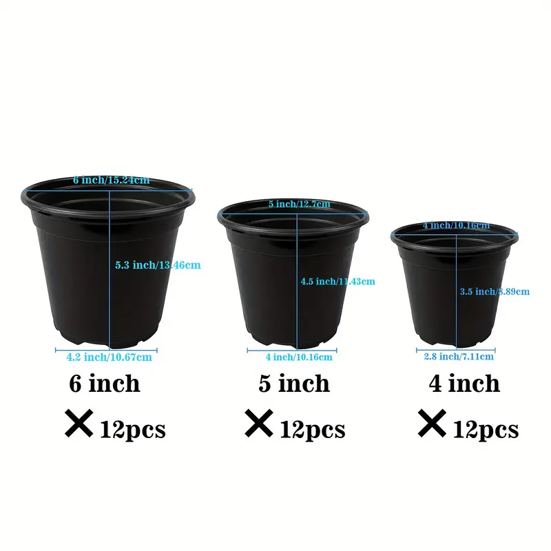 Nursery Pots Variety Pack Black Seedling Pot Durable Plastic - Temu