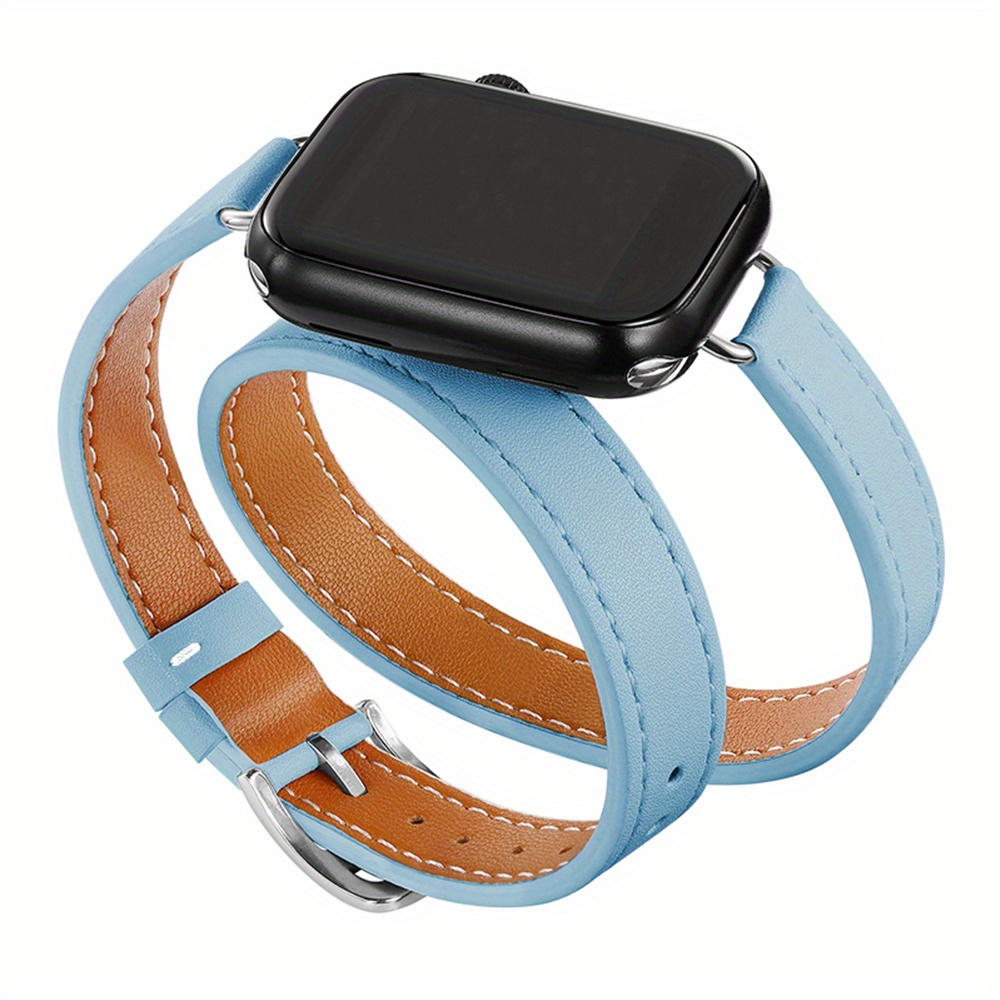 (Blue Butterfly) Patterned Leather Wristband Strap for Apple Watch Series  4/3/2/1 gen,Replacement for iWatch 38mm / 40mm Bands