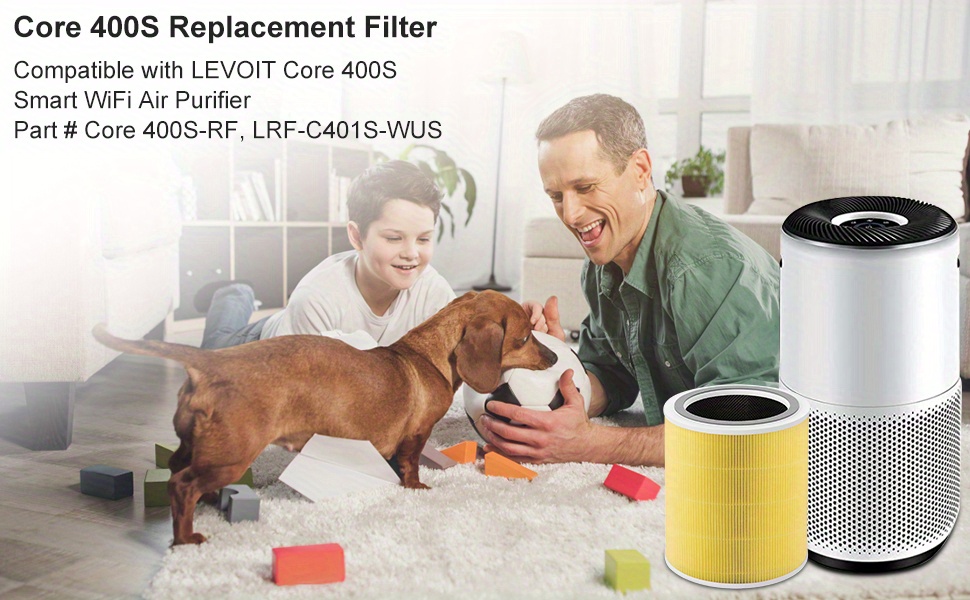 Core 400S Replacement Filter for LEVOIT Core 400S Smart WiFi Air Purifie-r,  Core 400S-RF 3-in-1 True HEPA Activated Carbon Filter, LRF-C401S-WUS, 2