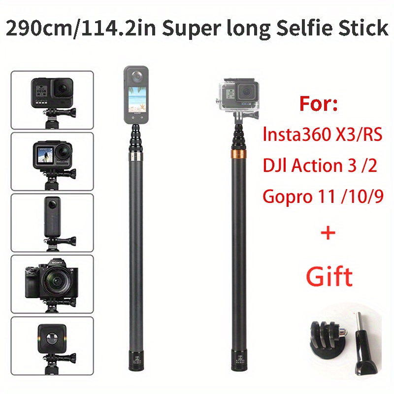 3m Invisible Carbon Fiber Selfie Stick for Insta360 Insta 360 one x3 X2 X  GO 2 ONE RS for Gopro max Accessories