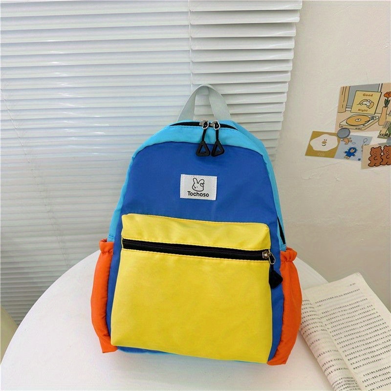 Children's Block Backpack Canvas Large Capacity Schoolbag