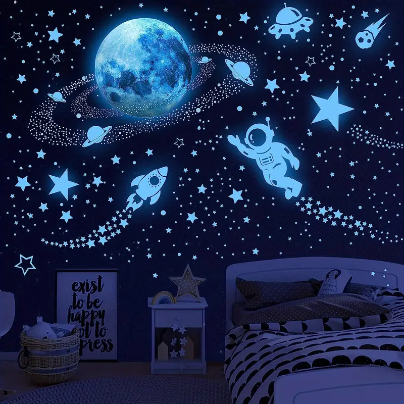 1498pcs Autocollants D'étoiles Phosphorescentes : Transformez Votre Chambre  En Une Planète De L'espace !