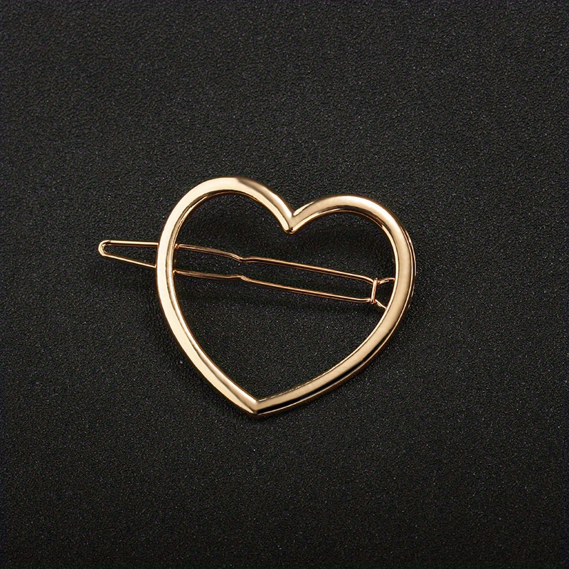 Single Elegant Minimalist Heart-shaped Hair Clip For Women - Alloy Hairpin, Secure Hold Ponytail Barrettes For Casual & Formal Occasions, Cute Hair Clips, Heartshaped Design