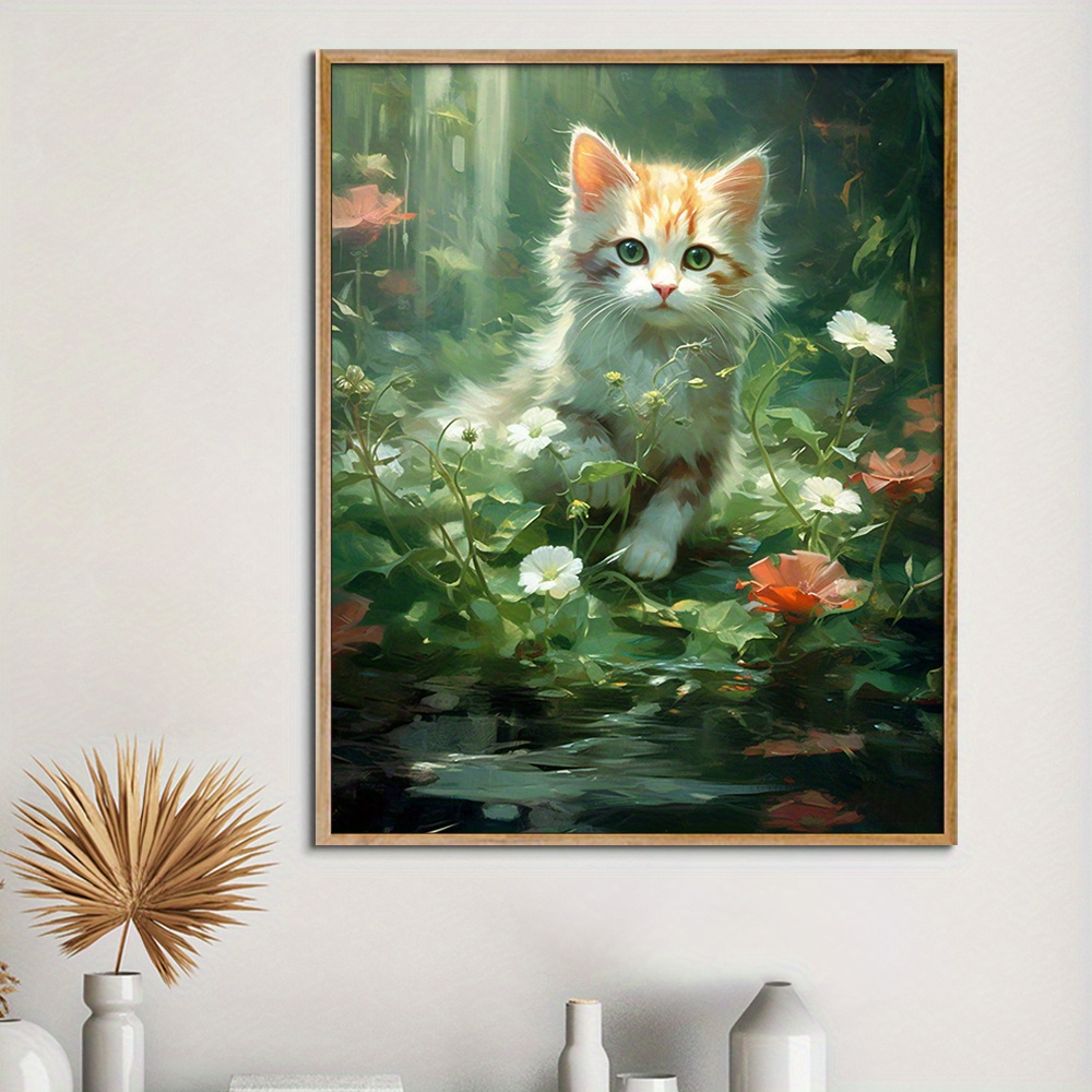 5d Cute Cat Diamond Painting Diy Adult Handmade Painting - Temu