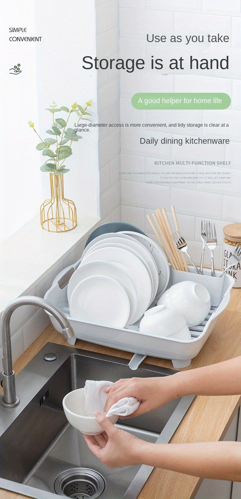 Kitchen Dish Drainer Storage And Organizer Sink Cutlery Pantry