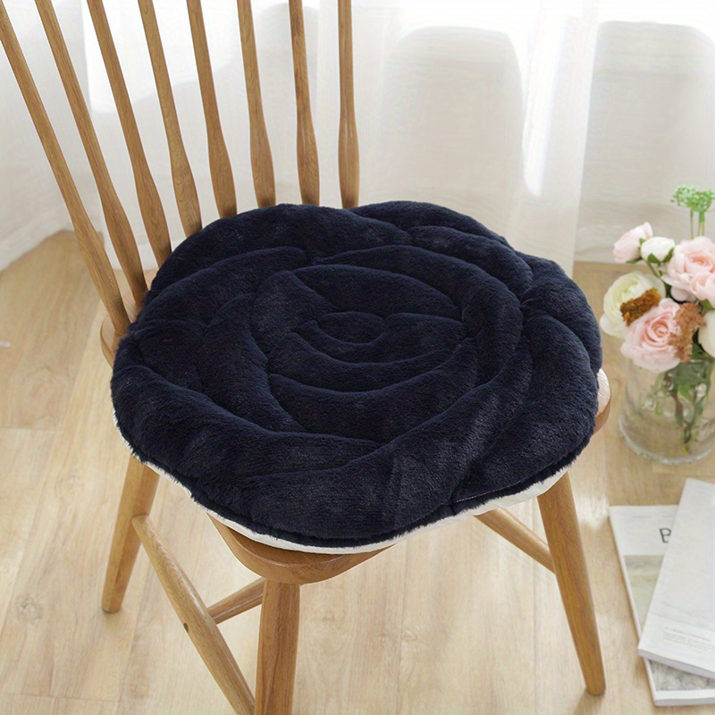 Plush Chair Cushion Warm Non-slip Cushion Home Office Rose Flower