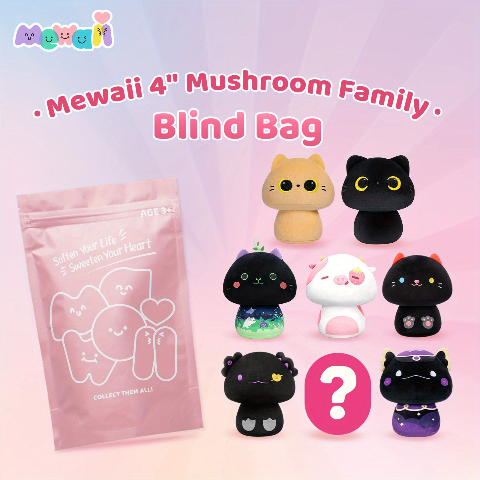Mewaii Mushroom Plush Toy Soft Stuffed Animals Plushies Cute
