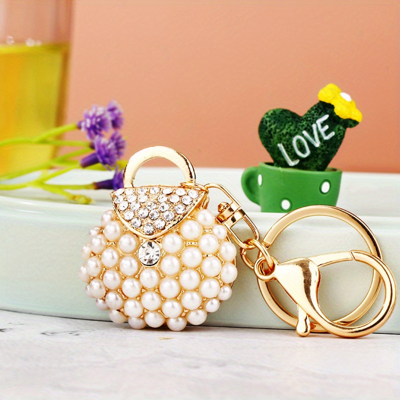 Men's Travel Bag Mini Key Ring, Imitation Pearl Key Chain, Gift