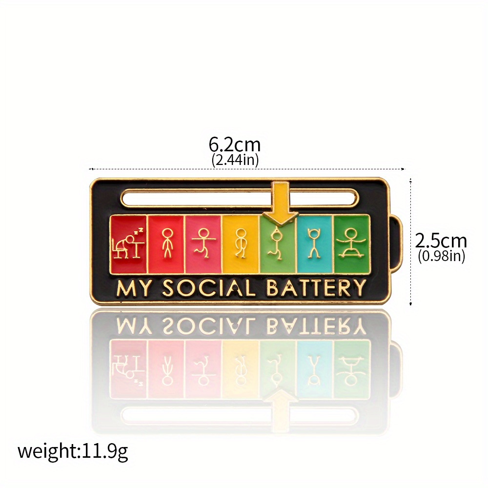 1pc My Social Battery Slideable Mood Conversion Badge For - Temu