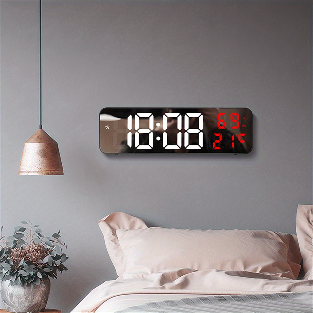 Reloj despertador digital, pantalla LED de pared grande de 9.6 pulgadas con  3 alarmas, control remoto, brillo de 3 niveles, reloj de escritorio/pared
