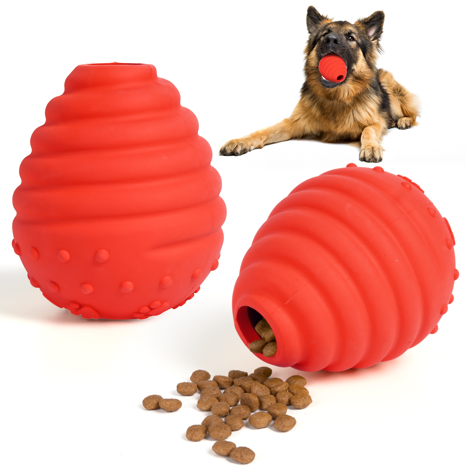 IFurffy Treat Dispensing Dog Toys, Interactive Dog Puzzle Chew Toys for  Aggressive Chewers, Durable Natural Rubber Dog Food Toys for IQ Training 