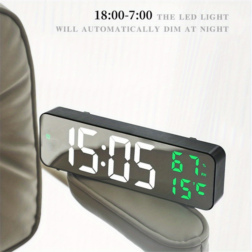 Reloj despertador digital, pantalla LED de pared grande de 9.6 pulgadas con  3 alarmas, control remoto, brillo de 3 niveles, reloj de escritorio/pared