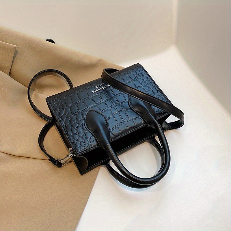 Classic Tote Bag and Cross Body Handbag in Crocodile Skin Patterned Te –  CUERIO