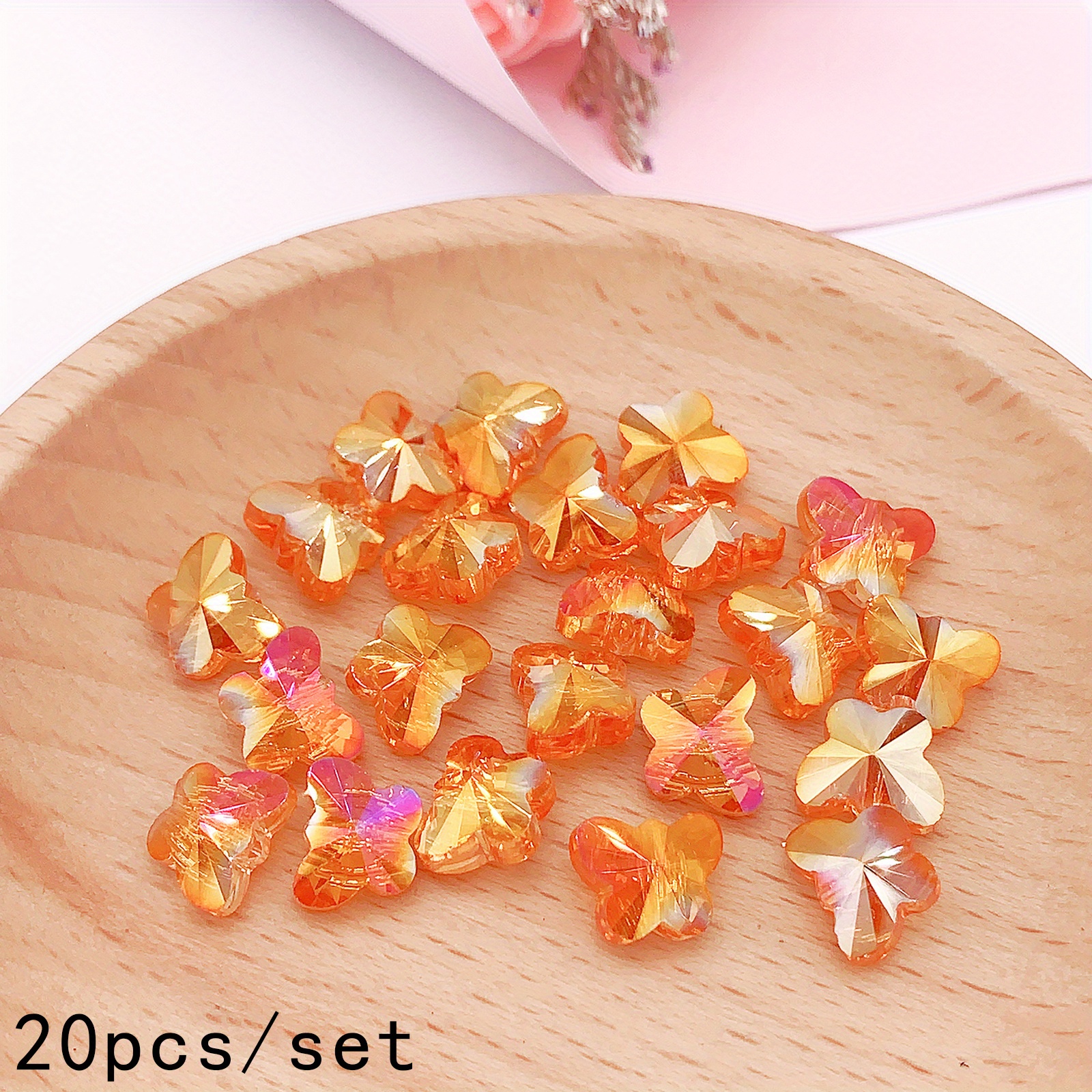 Lumanie 100pcs Crystal Butterfly Beads, 14mm Butterfly Shape Crystal Glass Beads with 10 Mixed Colors for DIY Jewellery Making and CH