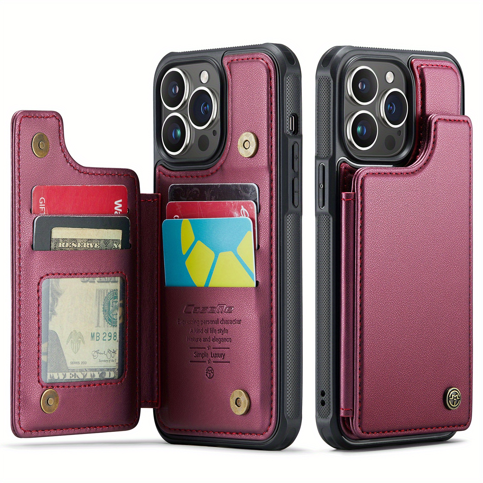 iPhone 12 Pro Max - Magnetic Wallet Case with Card Holder [Pink]