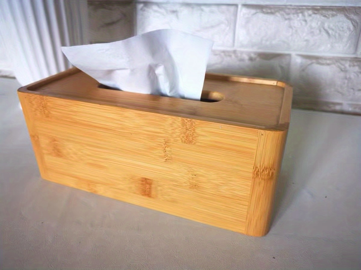 Bamboo Tissue Holder Box/napkin Storage Box/paper Drawer Temu