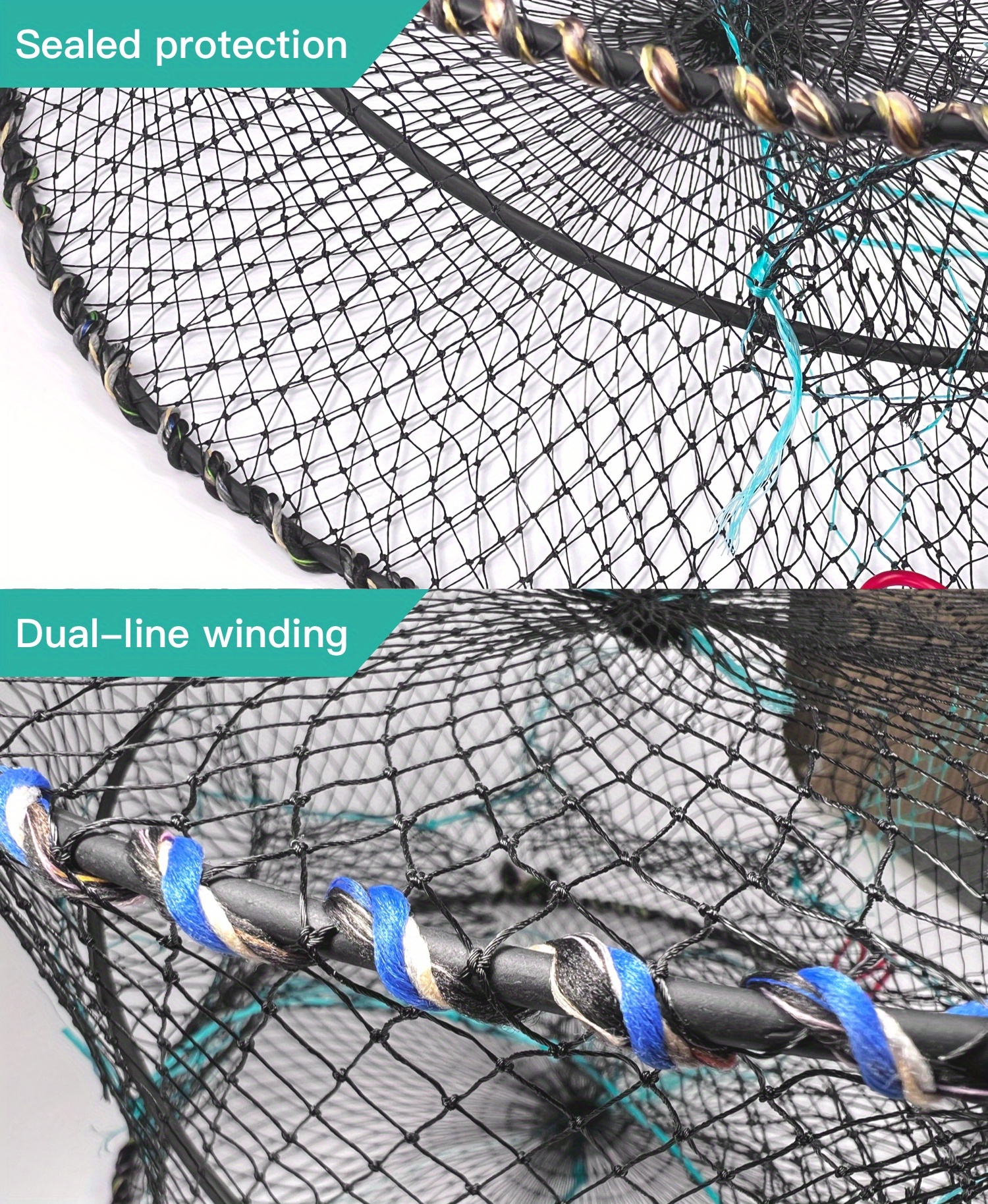 D-GROEE Fishing Net Mesh Fish Trap Collapsible Fish Fishing Keep Net for  Keeping Lures Crayfish Crab Fishes Shrimps Lobsters, Foldable Fishing Mesh