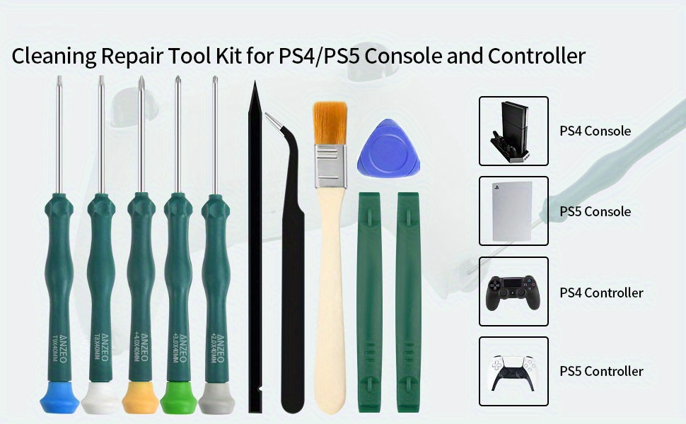 Kit de réparation et de nettoyage pour PS4 PS5, PERFFIER TR9 Torx Security  Screwdriver avec ensemble