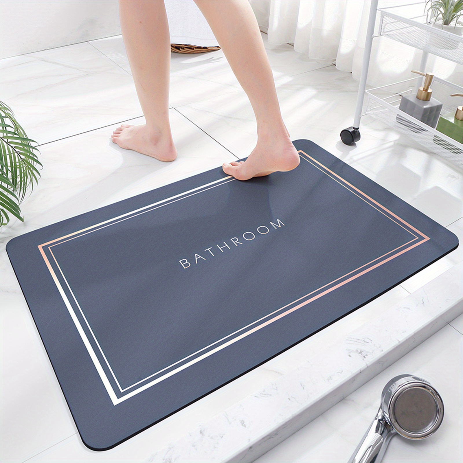 Stiio Bath Mat Rug, Super Absorbent Quick Dry Non-Slip Thin Bathroom Rugs,  Easy Clean Washable Bathroom Floor Mat That Fit Under