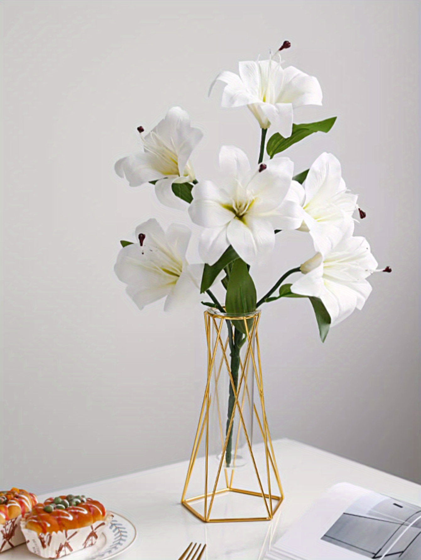 Golden Flower Vase Decorations Living Room Geometric Glass Temu Australia