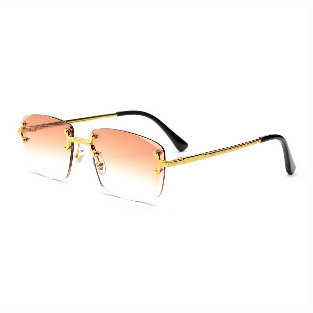 Rectangular Sunglasses with Gold Coloured Metal Frame - Luxury
