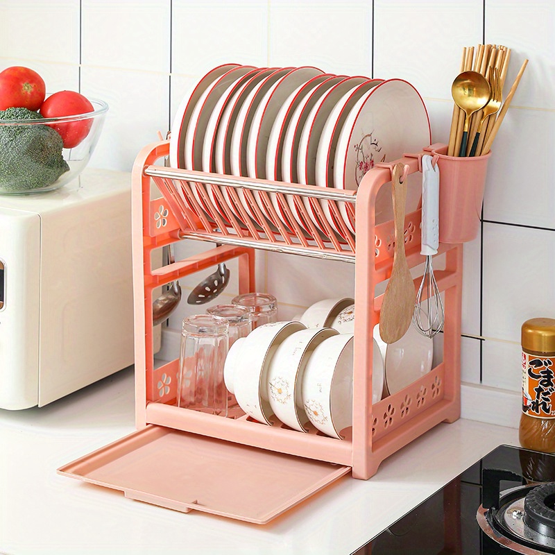 Multi-functional Foldable Dish Rack For Kitchen - Double-layer Drain Basket  For Dishes And Bowls - Easy To Clean And Store - Essential Home Kitchen  Accessory - Temu