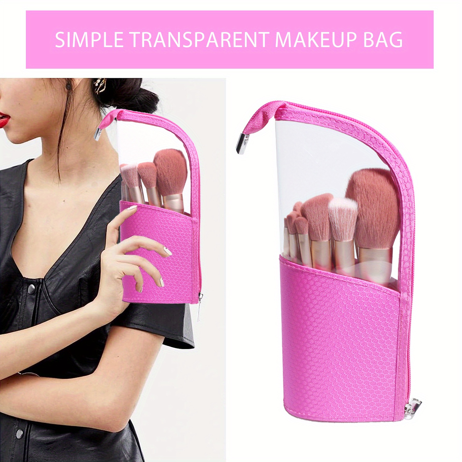 Compact Travel Makeup Brush & Pencil Holder with Large Capacity