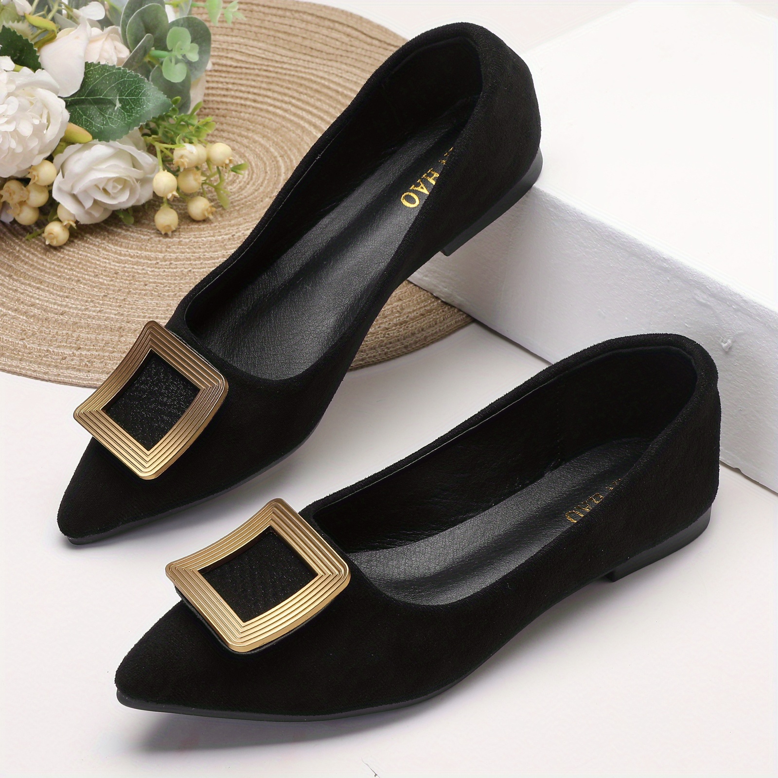 Women's Simple Flat Shoes, Elegant Point Toe Slip On Work Shoes,  Lightweight & Comfortable Shoes - Temu