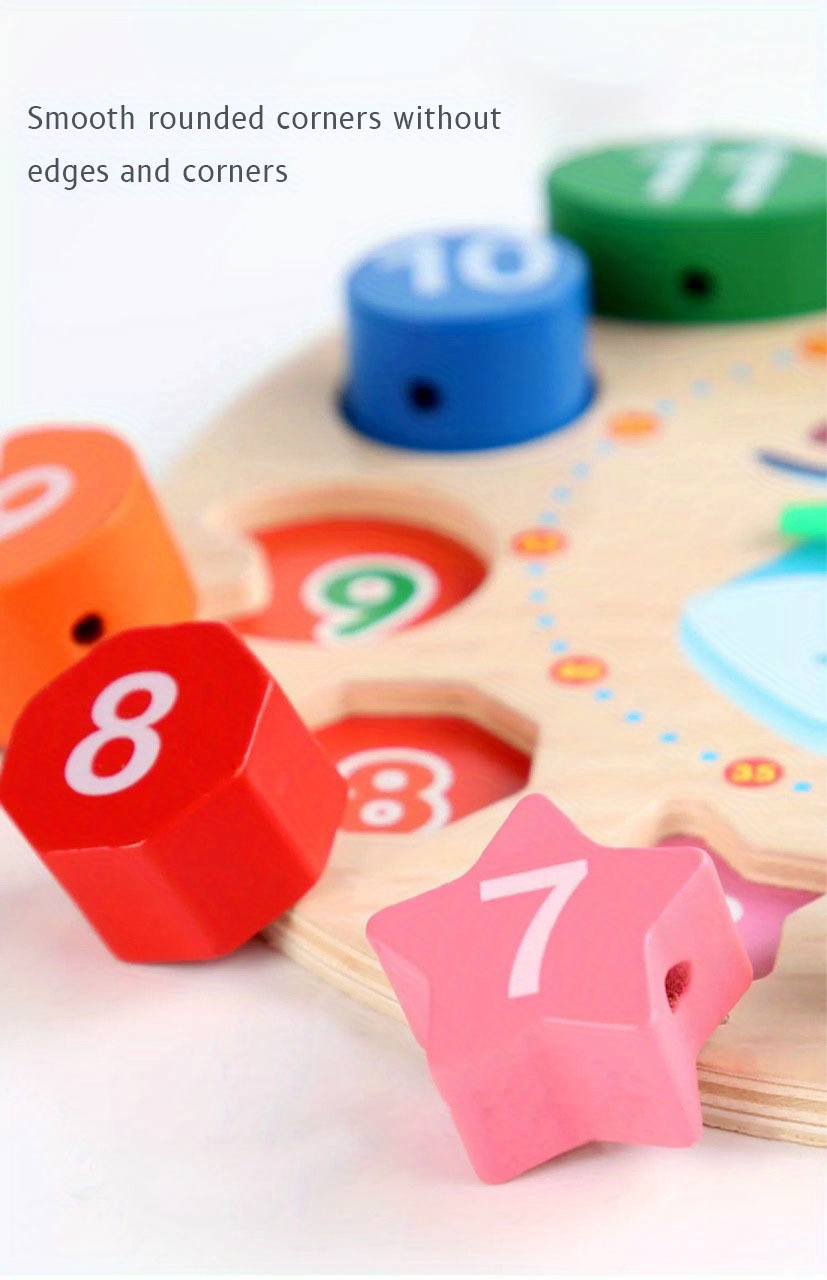 Early Learning Center Wooden Teaching Clock Random Pattern Temu Australia