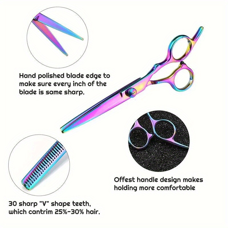 professional hair cutting scissors set stainless steel straight scissors thinning scissors tools barber salon hairdressing shears for family barber salon use friendsgifts details 8