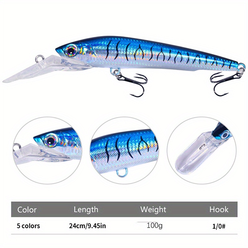 Long Casting Minnow Fishing Lure Hard Bait 1/0 Treble Hooks - Temu