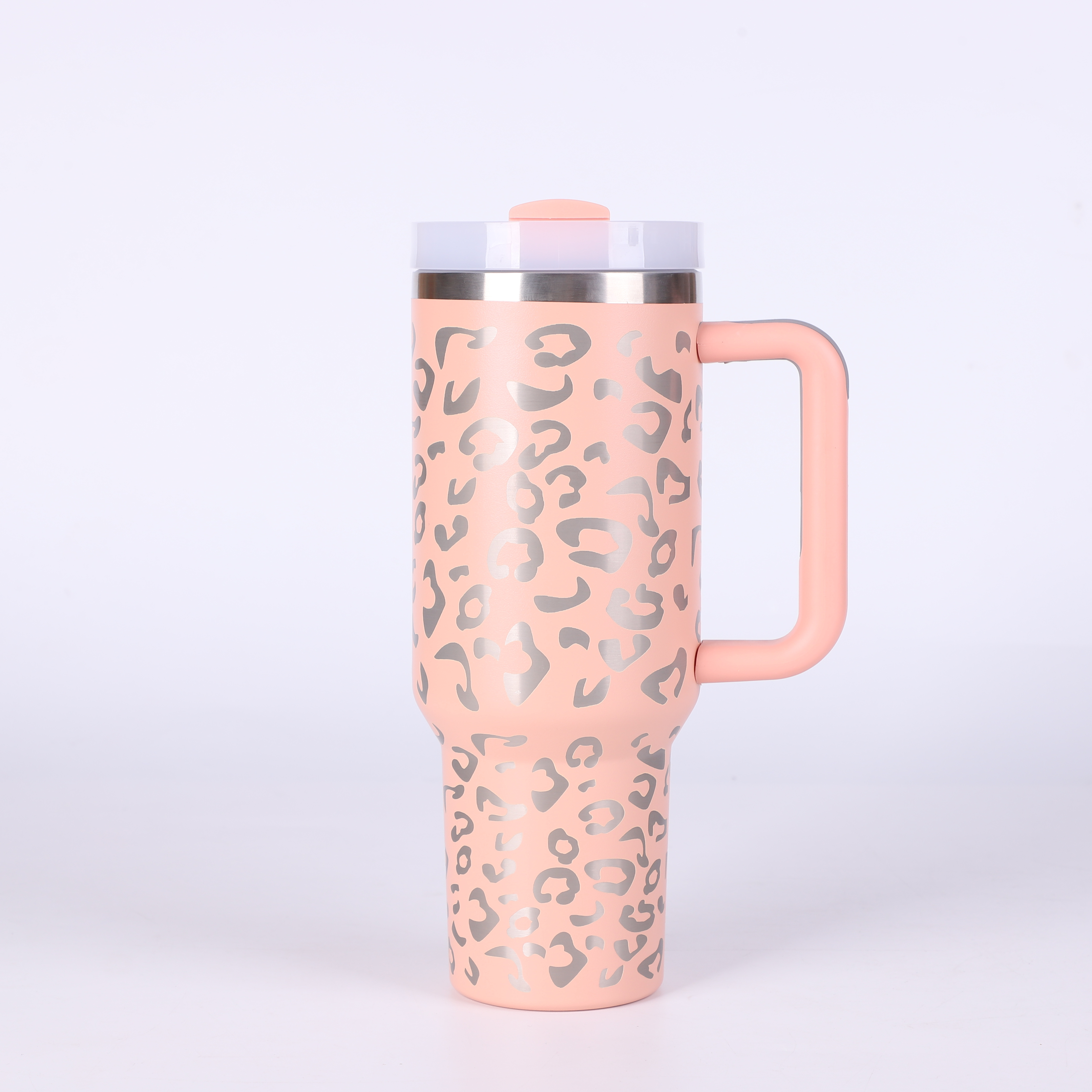 Leopard Print Flat bottomed Cup With Handles And Straws - Temu