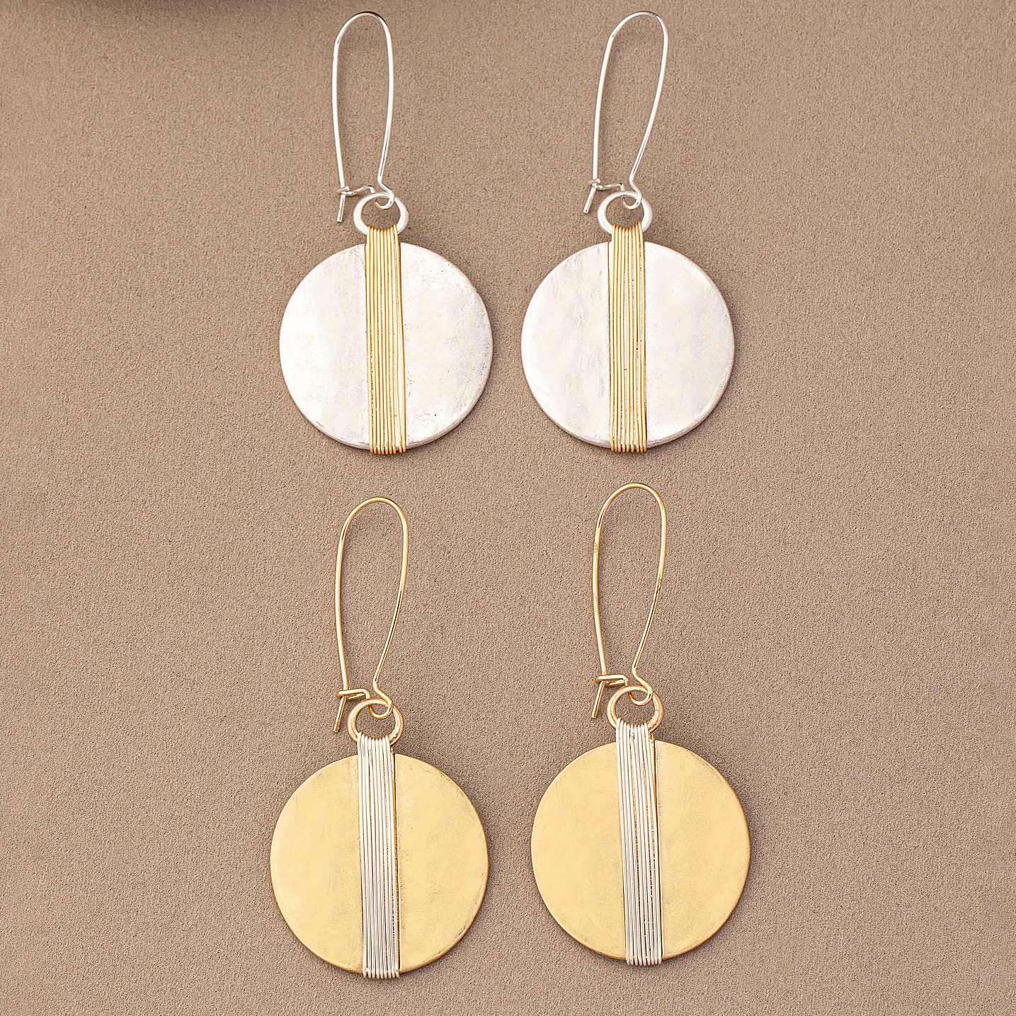 Vintage Round Threaded Earrings, Long Dangle