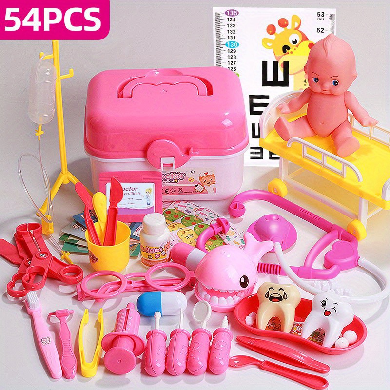 Doctor Toys Kit for Kids - 62 Pieces Pretend Play Children Medical Set -  Educational Dentist Kit with Electronic Stethoscope,Nurse Role Playset Gift
