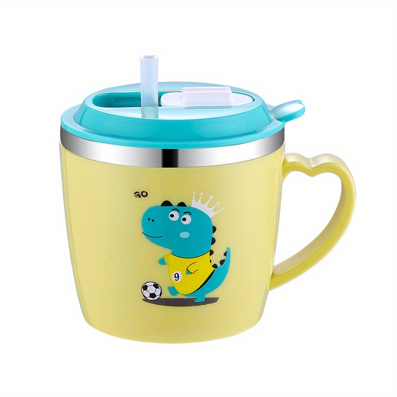 Kids 250ml Cartoon Water Bottle with Steel Straw Cup