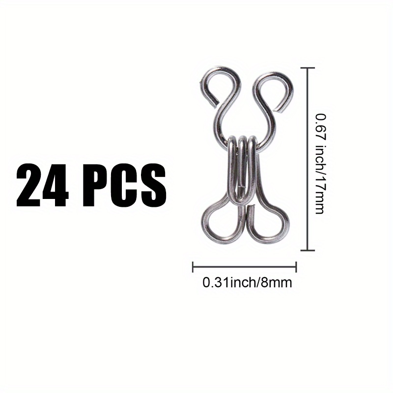 24pcs Sewing Hook And Eye Latch For Clothing Bra Hooks Replacement Large  Hooks And Eyes Clasps For Clothing Sewing Diy Craft 3 Sizes 23 17 12 5mm