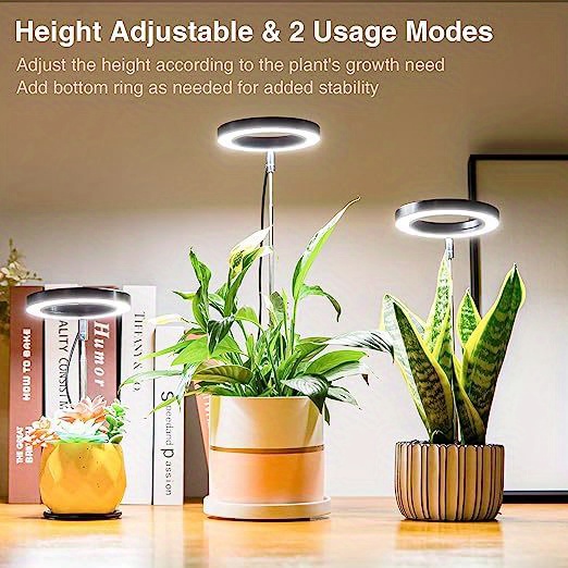 Lampe de croissance pour plantes d'intérieur, lumière de bureau LBW à  spectre complet, petite lampe de croissance avec minuterie 4h/8h/12h, 6  niveaux