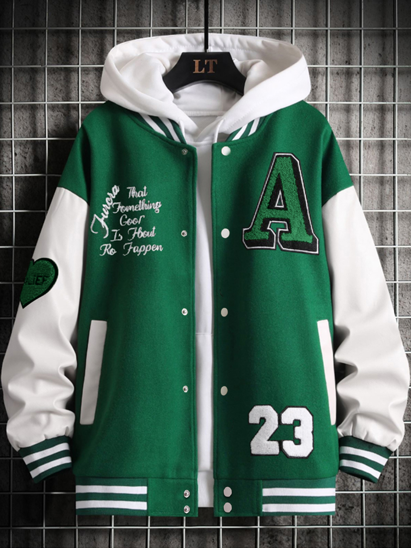 Alphabets Print Color Block Varsity Jackets Men's Casual - Temu