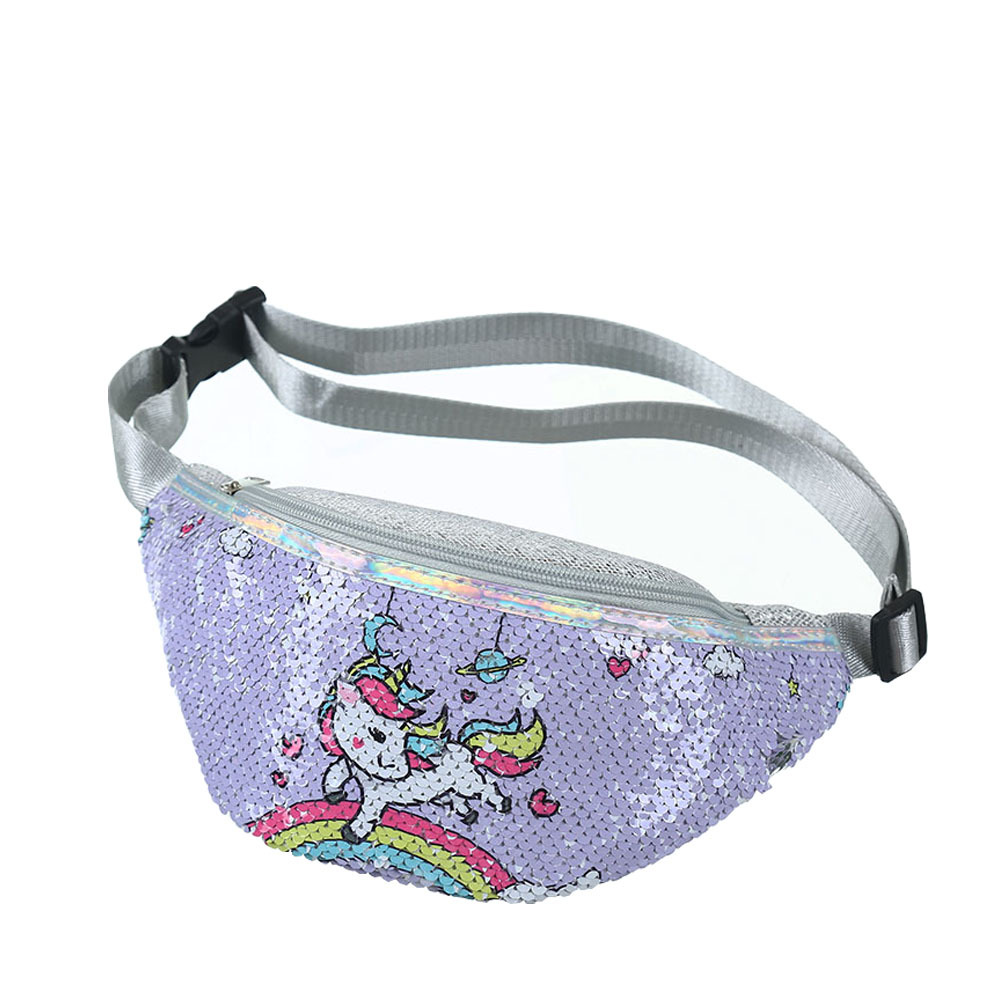 Girls Cute Cartoon Sequin Unicorn Fanny Pack Chest Bag Shoulder Bag ...