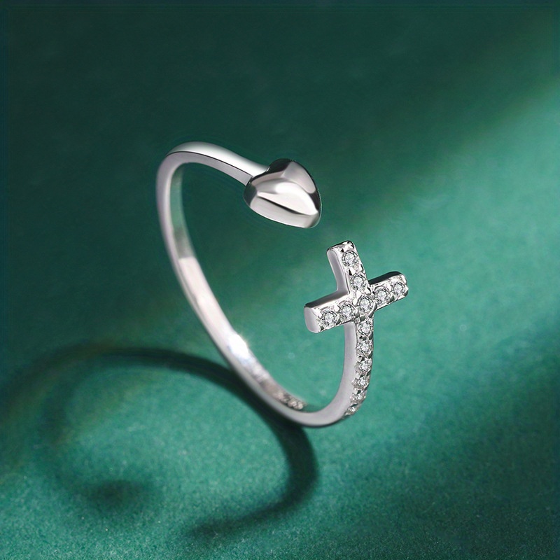 Anillo cruz de plata hot sale